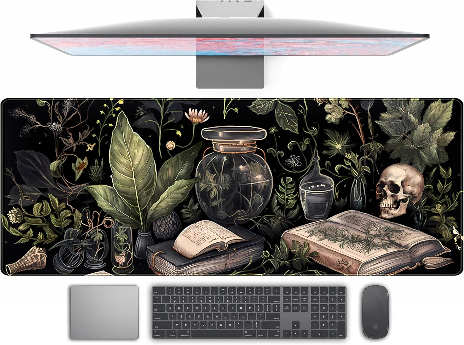 XXL Gaming Mouse Pad 31.5x11.8 Inch - Skull Design Desk Mat With Non-Slip Base & Coaster