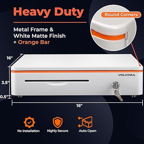 Miniatura 2 de Cajón de caja registradora para sistema de punto de venta (POS) con esquina redonda frontal de 16 pulgadas, bandeja extraíble para monedas, 5