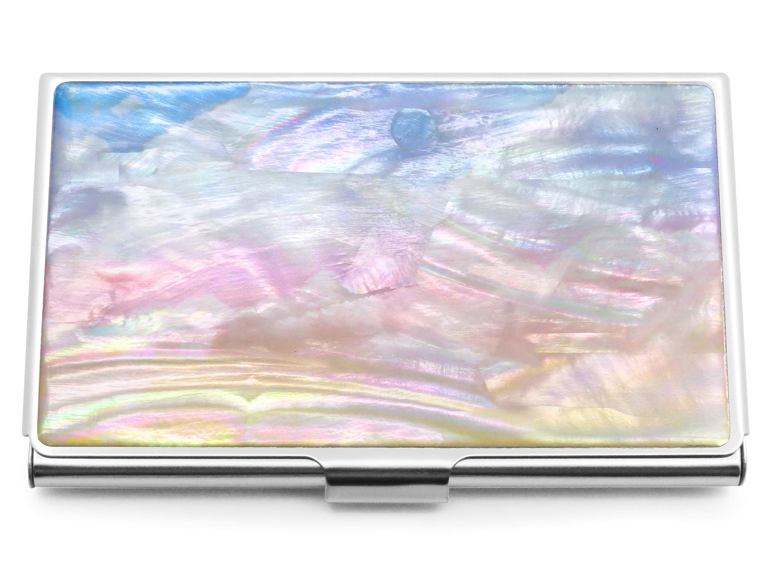 MADDBusiness Card Holder Id Case Mini Wallet Mother of Pearl Cloud Blue Pink Yellow