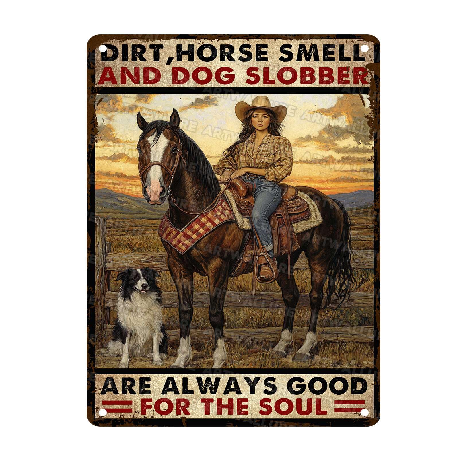 Metal Signs Dirt Horse Smell and Dog Slobber are Always Good for The Soul, Retro Sign Vintage Aluminum Tin Sign for Home Cafe Bar 12x16Inch