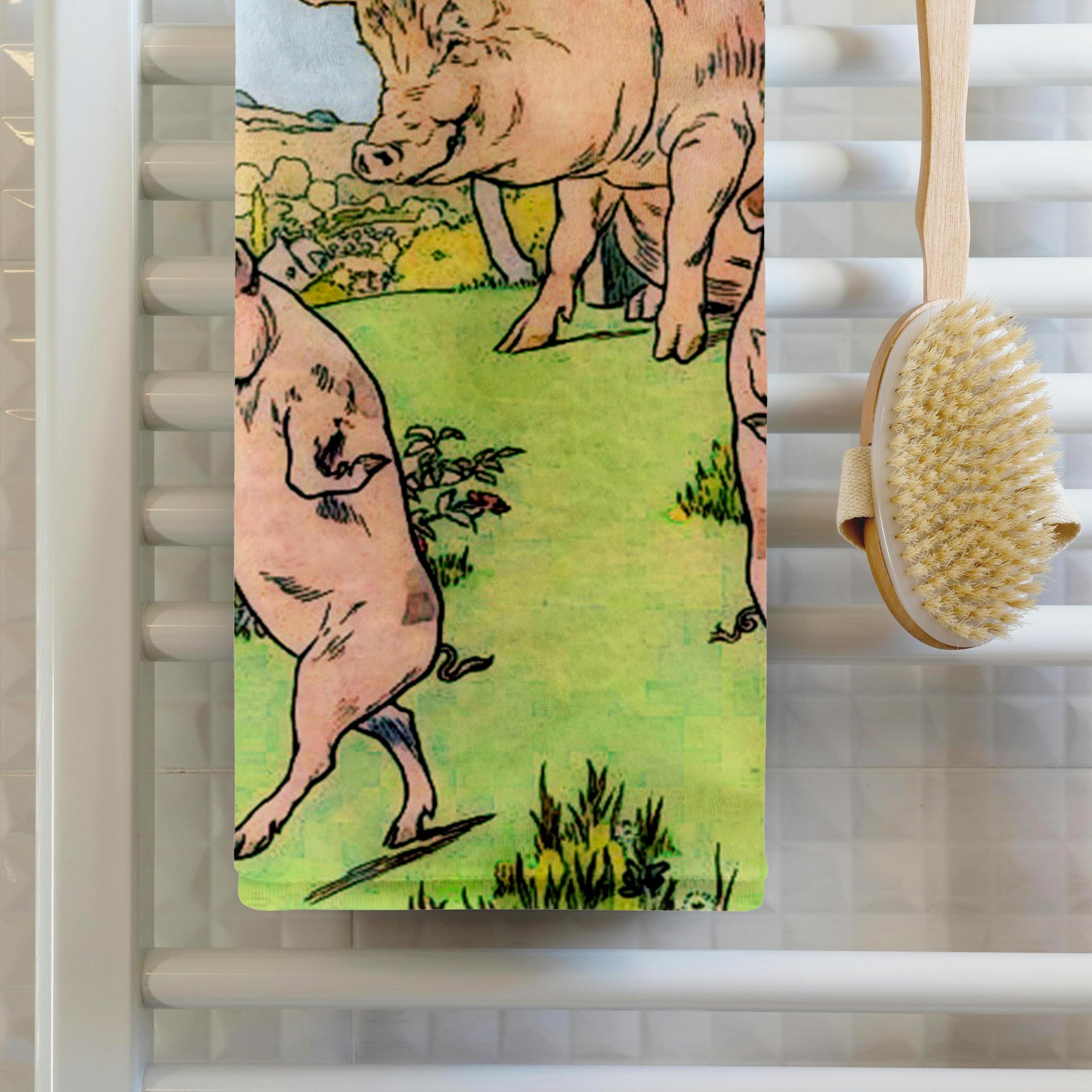 3dRose Illustration of 3Little Pigs from Nursery Rhymes - Towels (twl-109027-1)