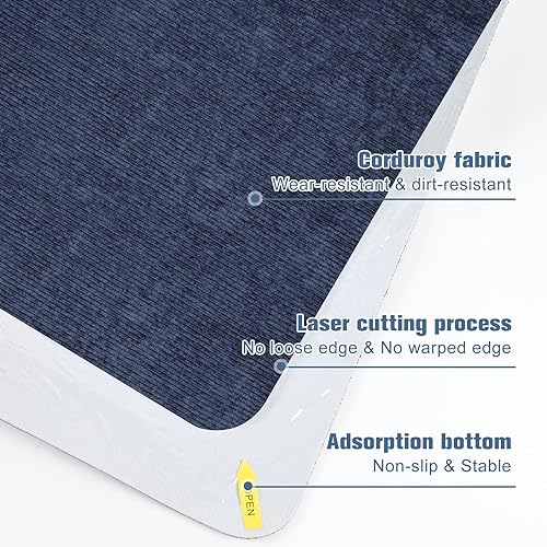 Miniatura 2 de Tapete de pana para suelo de madera dura, 55 x 35 pulgadas, tapete para silla de oficina, silla de escritorio, silla rodante, respaldo