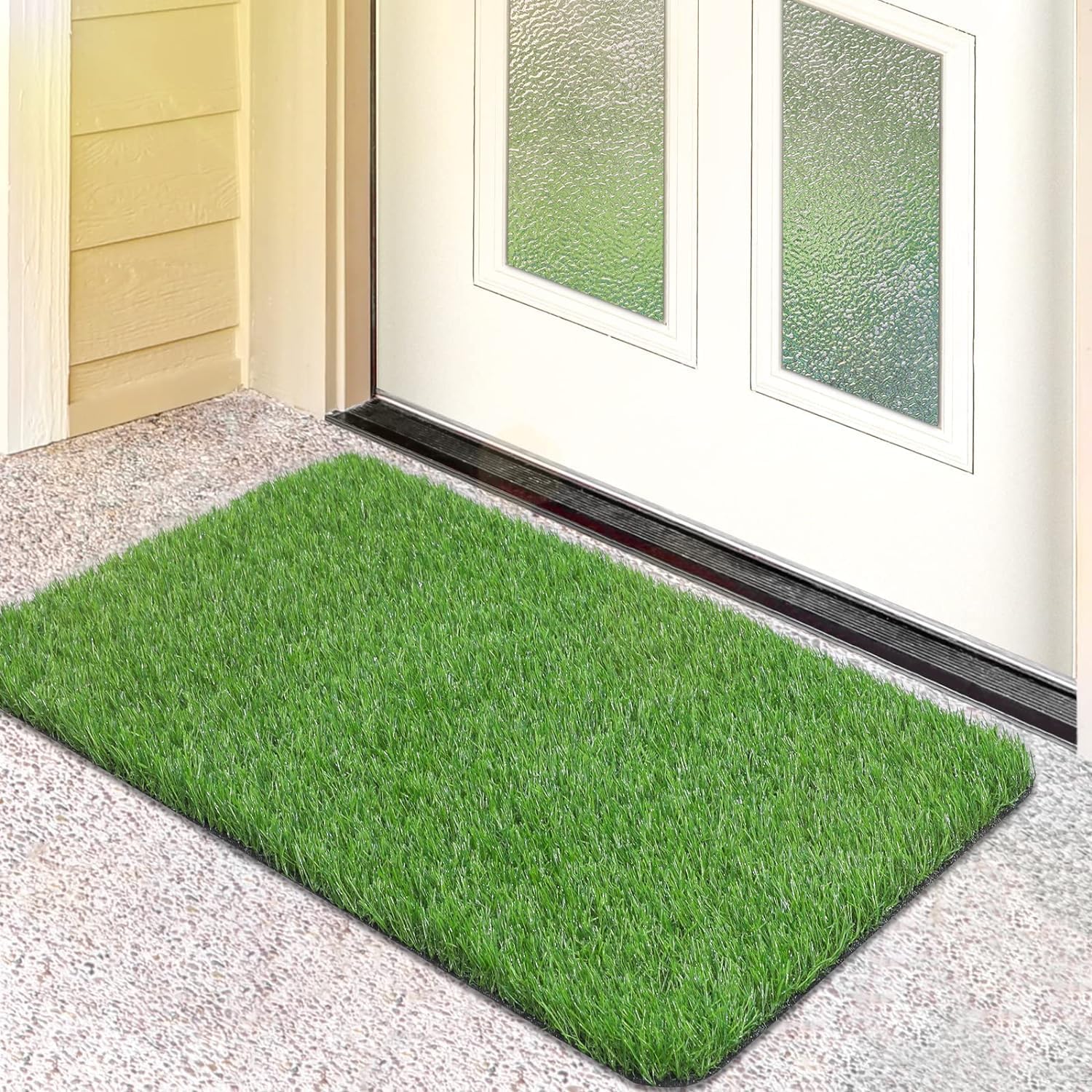 Purav Light 40mm(Size - 18 inch x 28 inch) Natural Looking Anti Slip Artificial Green Grass Mat for Floor Home Grass Carpet for Balcony