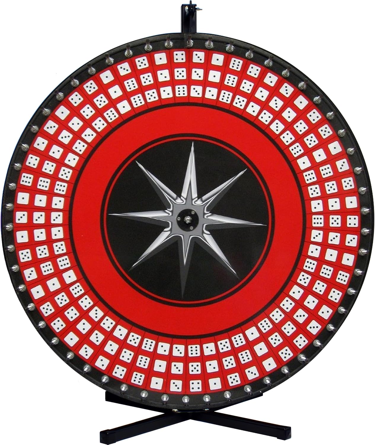 Spinning Designs 36in Big 6 Dice Game Wheel on Table Stand, Self-Adhesive Laydown Included!