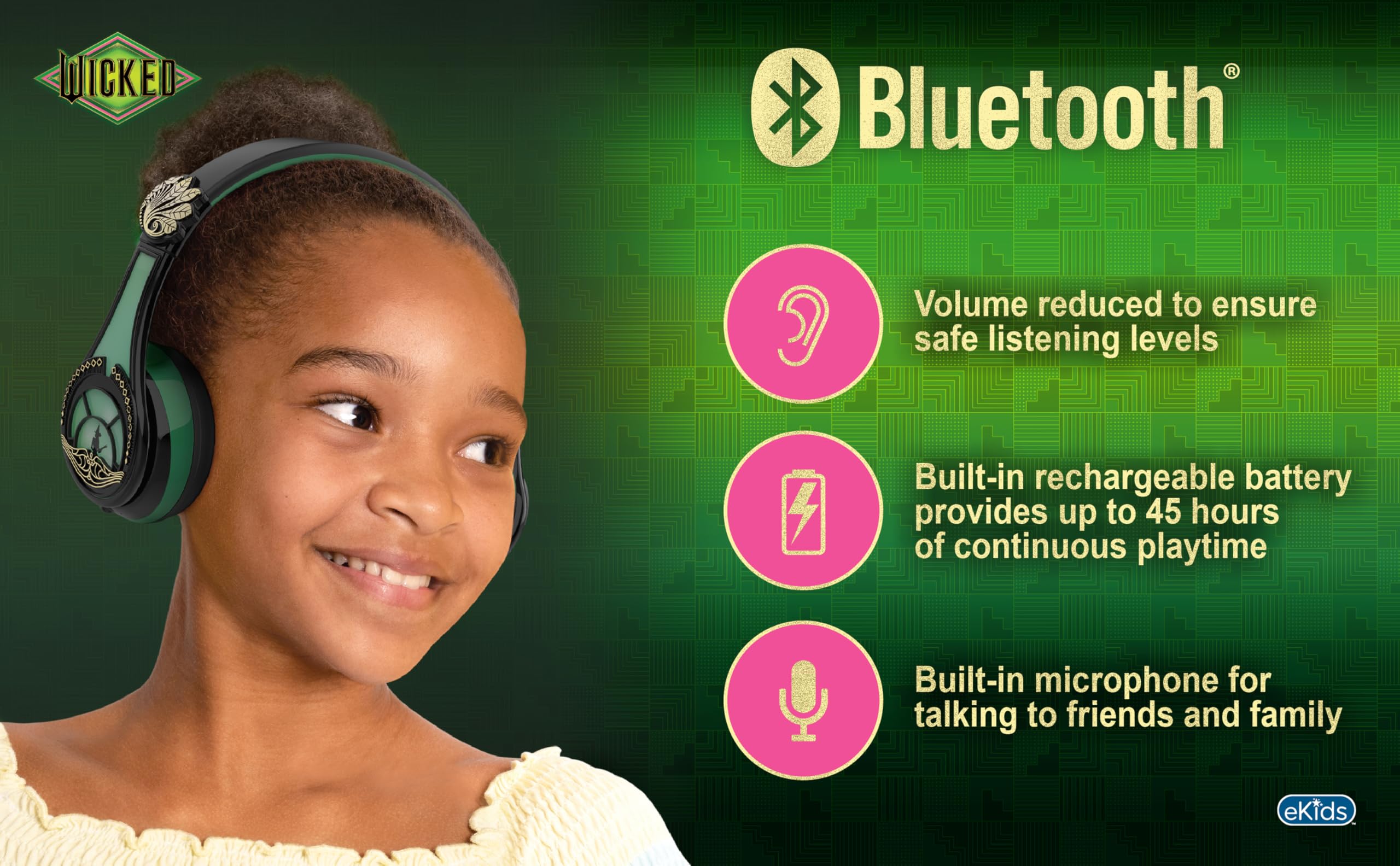 Amazon.com: Wicked Elphaba Bluetooth Headphones for Kids, Wireless