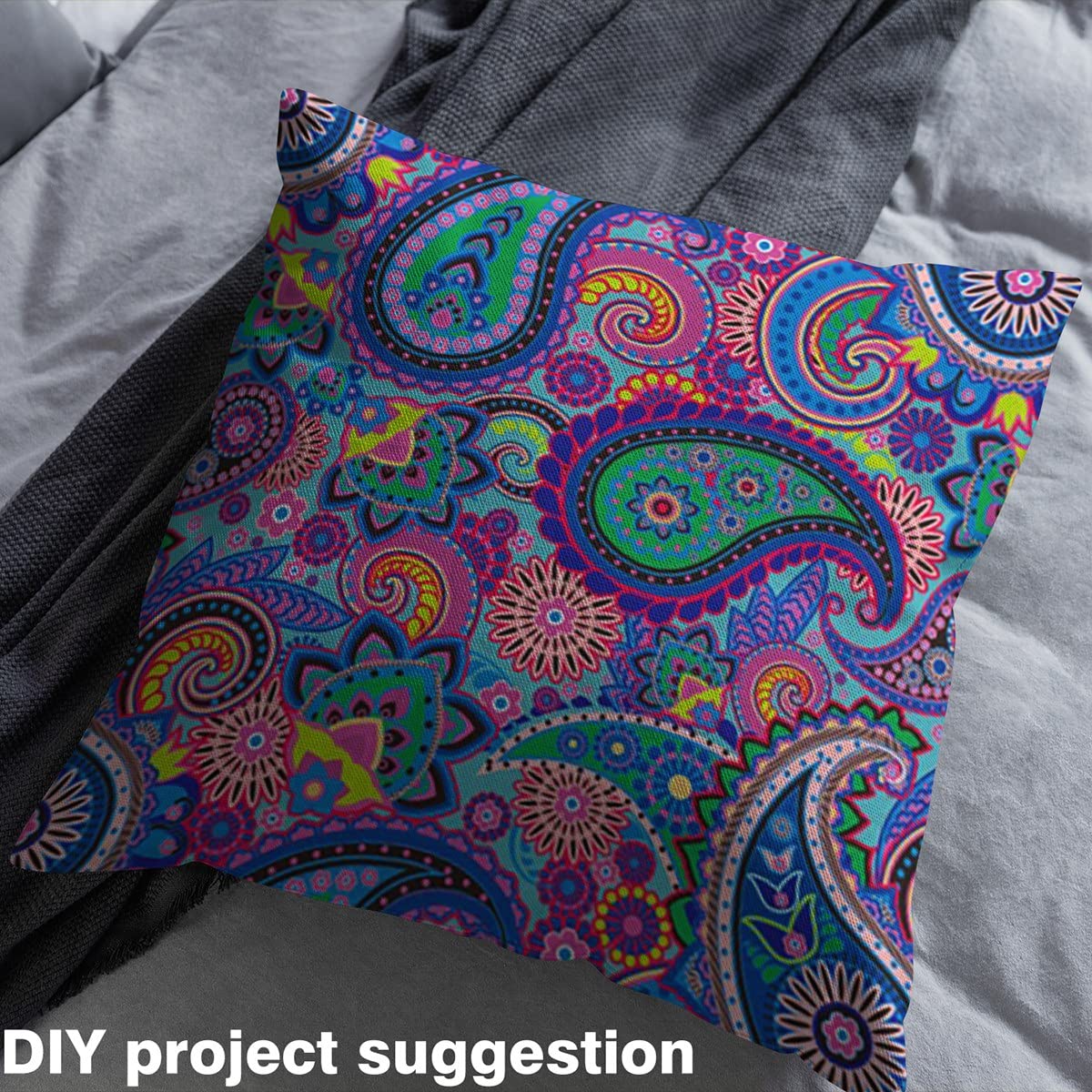 Tela de cachemira de The Yard, tela de tapicería floral bohemia colorida para sillas de sofá, tela exótica bohemia para exteriores, impermeable, tela de estilo indio, 5 yardas, (largo x ancho x ancho