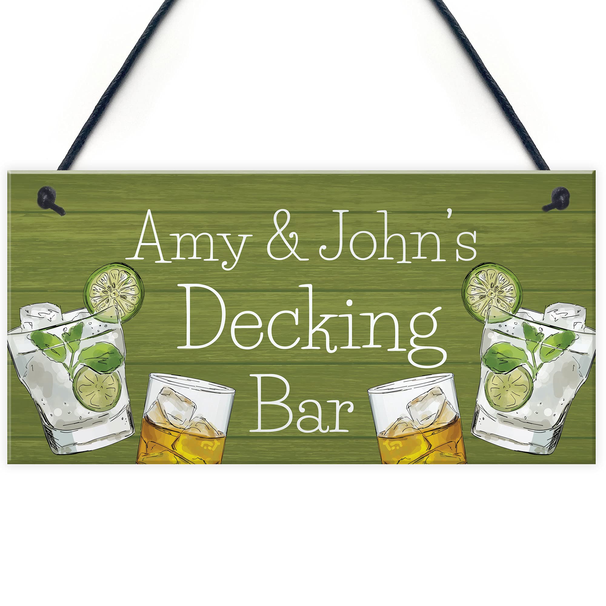 Personalised Decking Bar Sign For Garden Summerhouse Hanging Sign Alcohol Gift