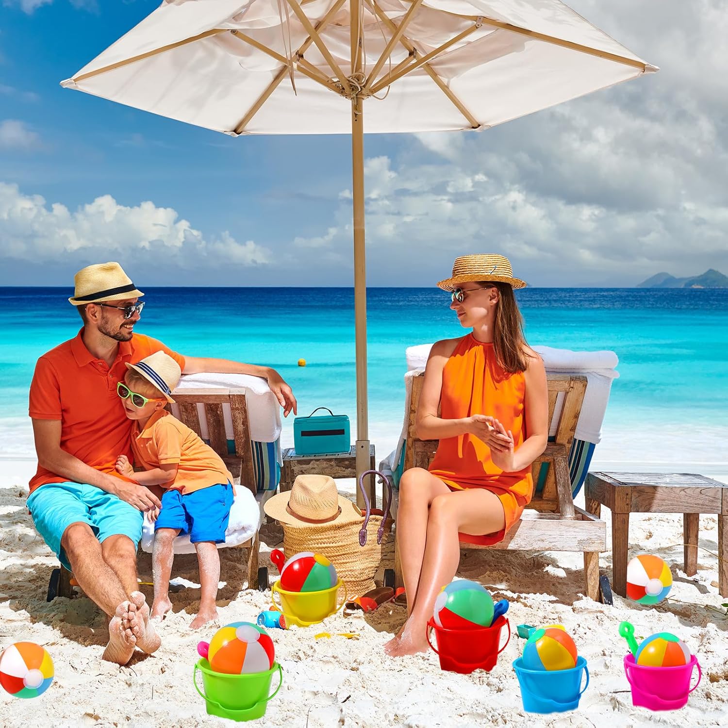 20 Set Beach Pail Sand Bucket and Sand Shovel Set for Kid,Include 20 Plastic Bucket 20 Beach Shovel 20 Inflatable Ball for Summer Pool Water Birthday Party Supplies