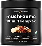 Organic Mushroom Poudre - 10-in-1 Complexe - Mélange de poudre de supplément de champignons pour la mémoire, Focus & Soutien immunitaire - Mélange de champignons pour café, eau, smoothies - 8oz