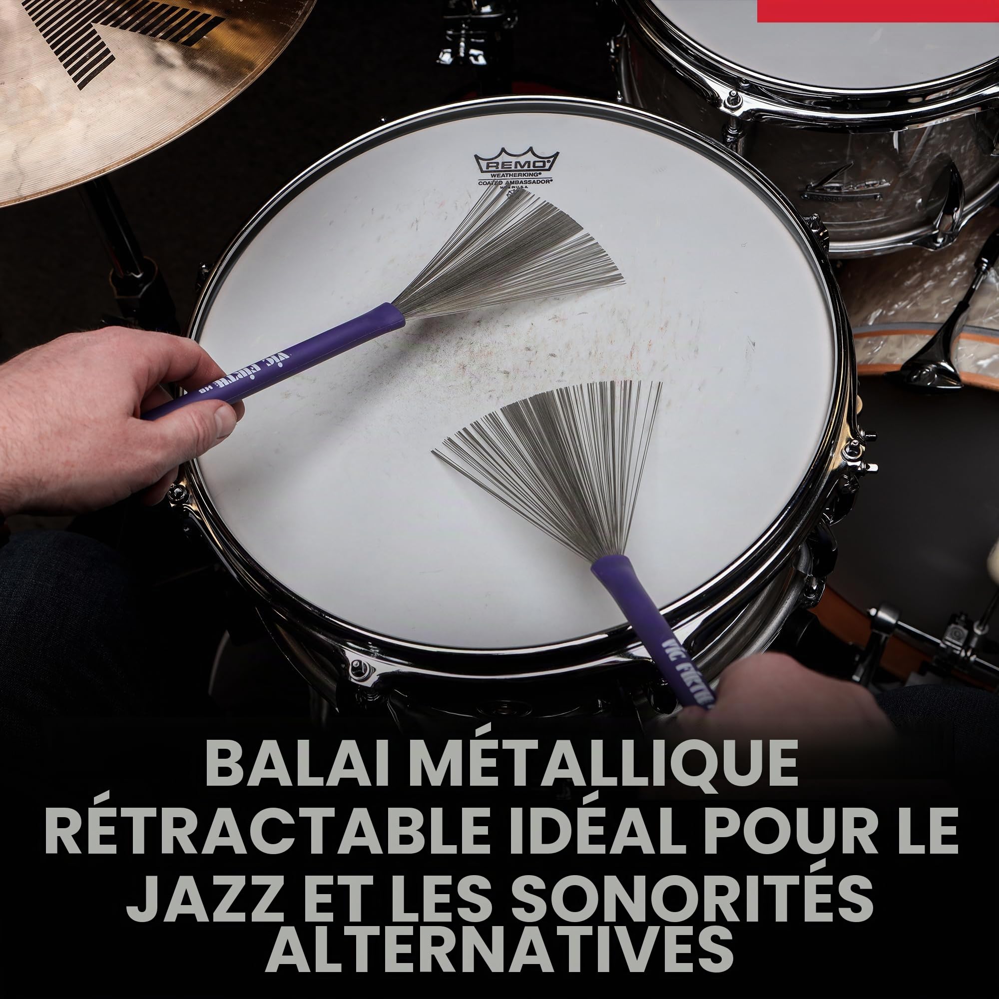 Vic Firth PVF HB Balais + Rod en Acier Heritage