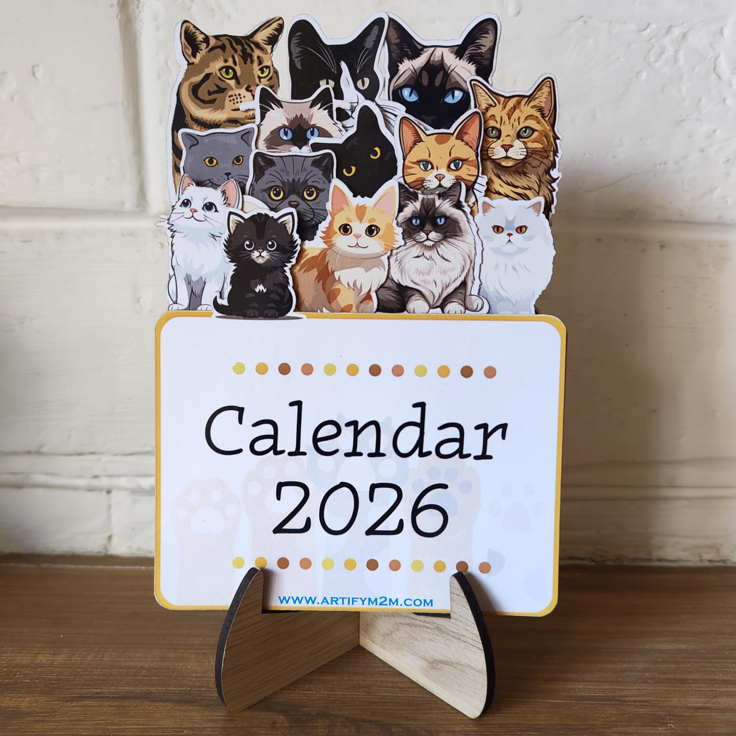 Interchangeable Desk Calendar | Desk Calendar 2026 | Reception Desk Monthly Calendar - (CATS)-image-25