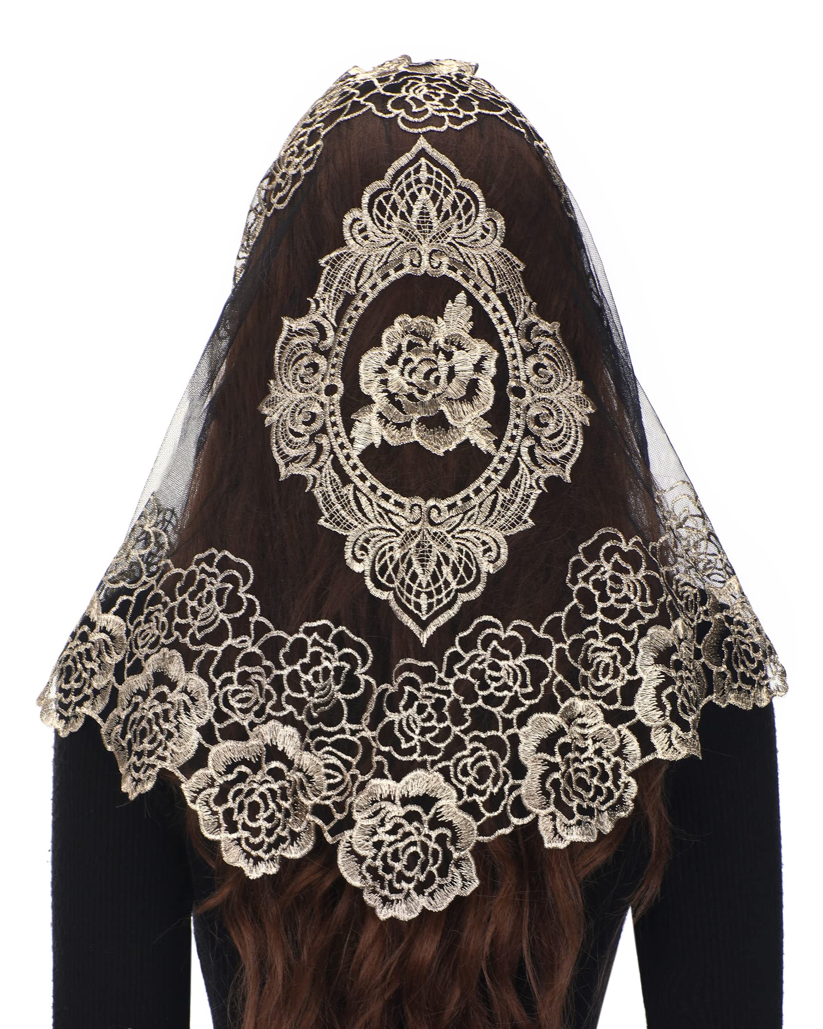 Bozidol Spanish Style Church Lace Veils- Traditional Vintage Mantilla Veil Latin Mass Head Covering for Women