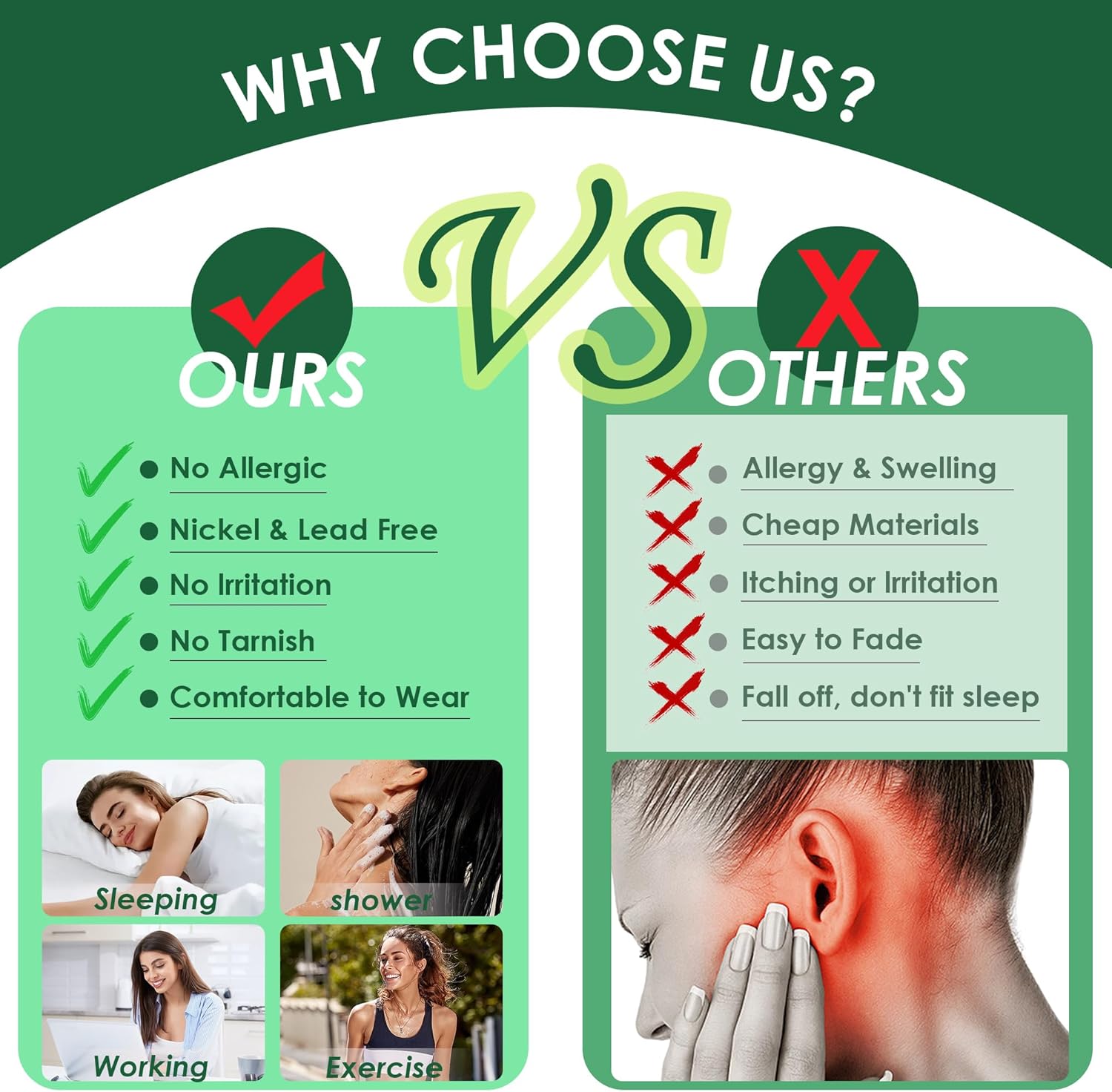 Cartilage Hoop Earrings for Women Helix Conch Piercing Jewelry 16G/18G/20G 14K Gold Plated 316L Surgical Steel Opalite Nose Rings Hoops With Cubic Zirconia Septum Rings 8/9/10mm - Image 5