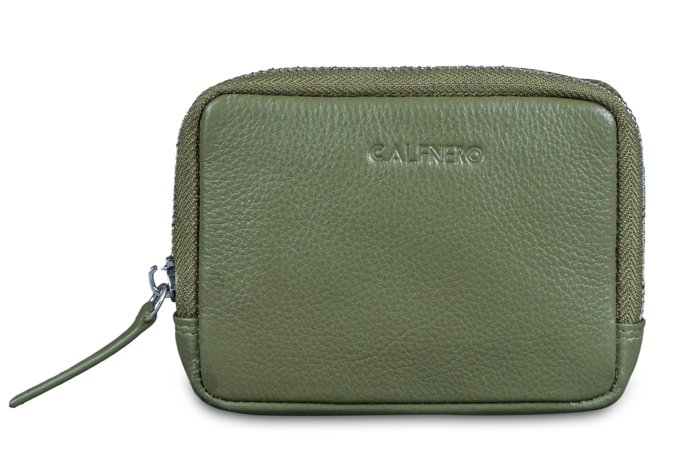Genuine Leather Zip Wallet for Men & Women | Premium Compact Coin & Card Holder with Keychain, Zipper Closure & Multiple Compartments | Classic Key Case (Dark Green)-image-23