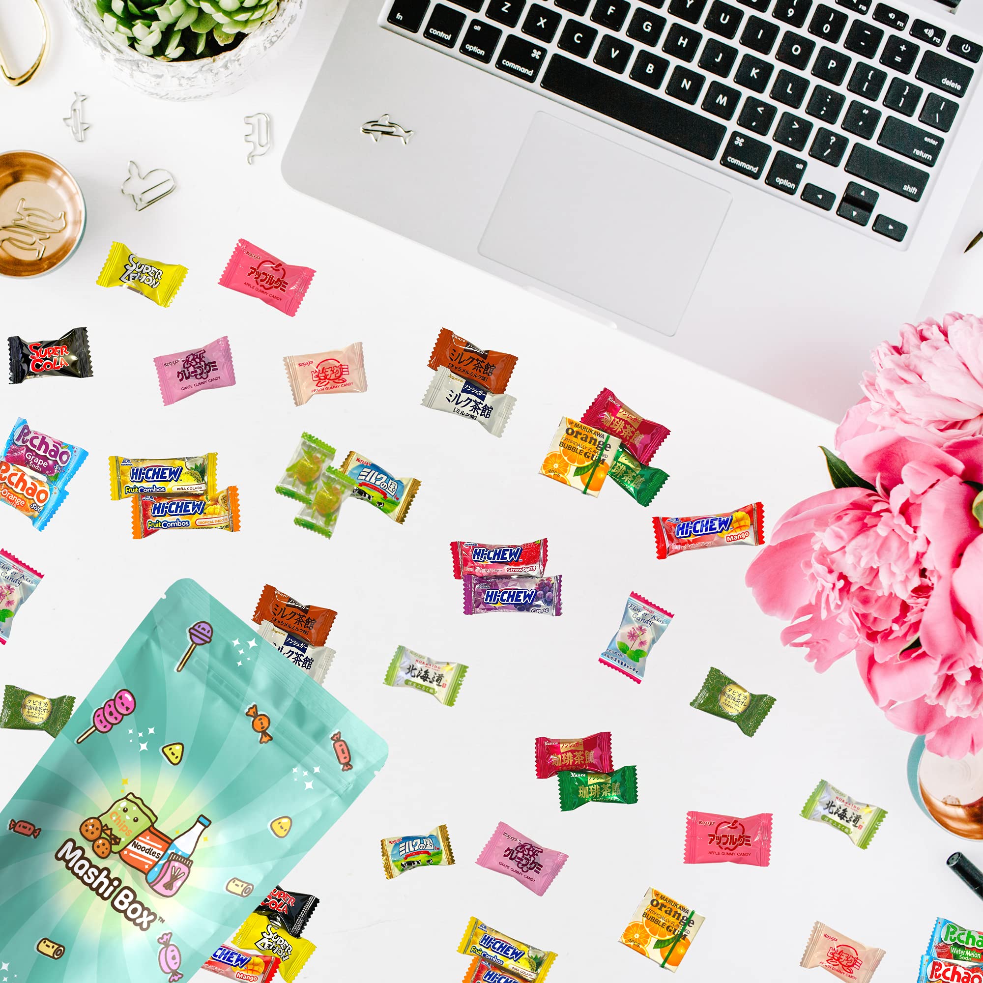 Mashi Box Japanese Candy Variety Pack 40 Pieces Gummies, Taffys