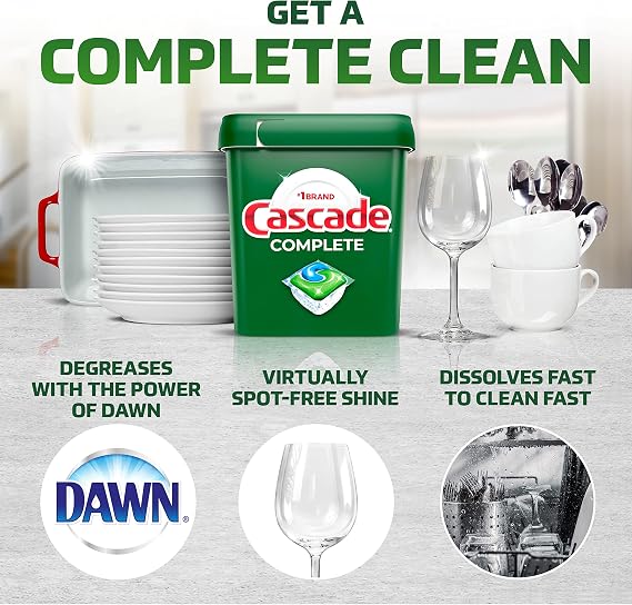 Cascade Complete Dishwasher Pods, ActionPacs Dishwasher Detergent, Fresh Scent, 43 Count