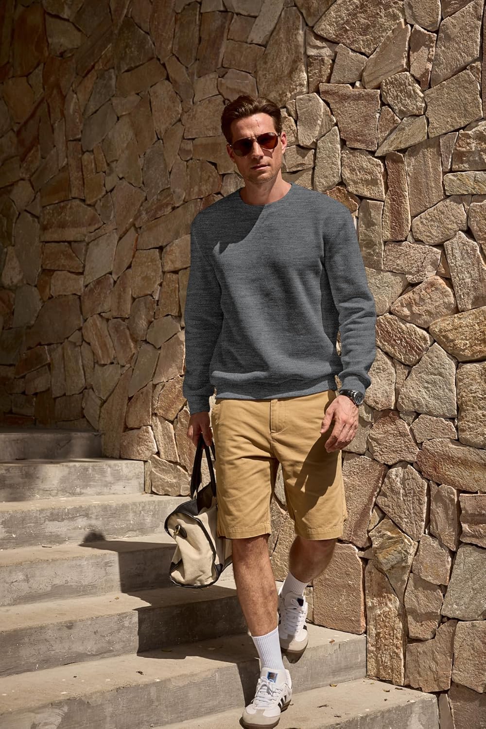 Men's Crewneck Sweatshirts Soild Color Fall Warm Fleece Sweaters Long Sleeve Casual Pullover Shirt - Image 8