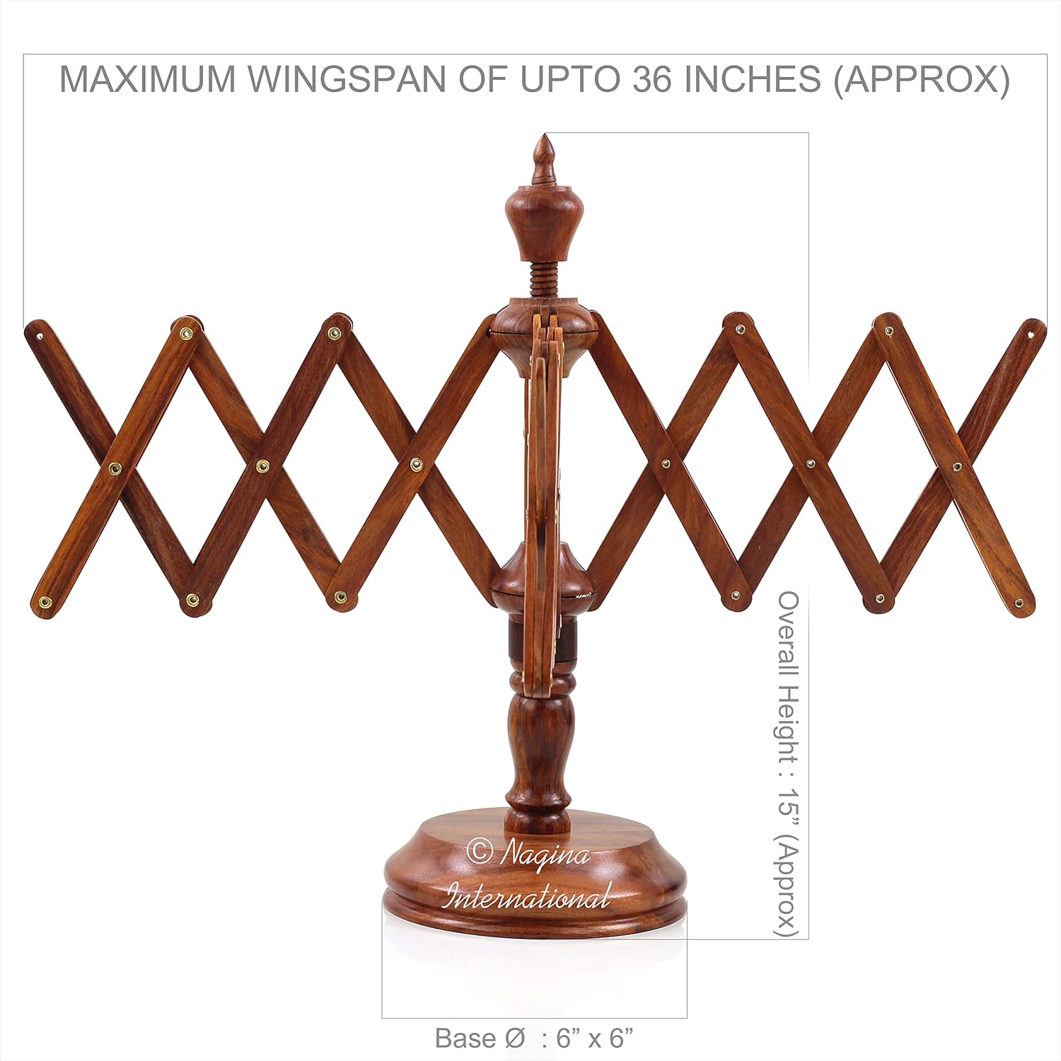 Nagina International's Yarn Swift Umbrella Table Top Yarn Winder | Hand Operated Ball Winder Holder | Knitting Tool for Swift Winding Lines, Laces Yarns & Fiber (Rosewood)