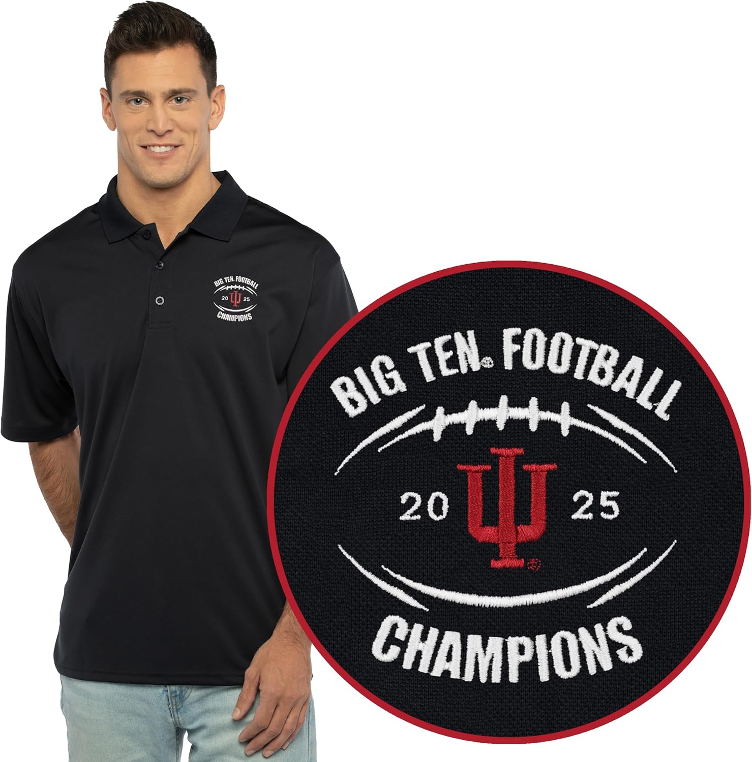 Indiana Hoosiers 2025 Big 10 Champions - Football Men's Moisture Wicking Polo