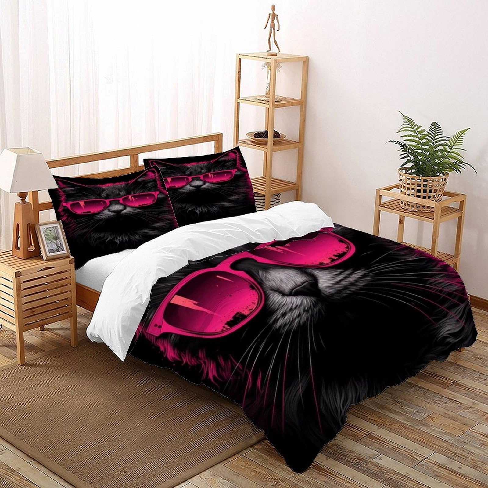 Housse de couette 260x220 cm fermeture éclair parure de lit Super King enfants Le Chaton