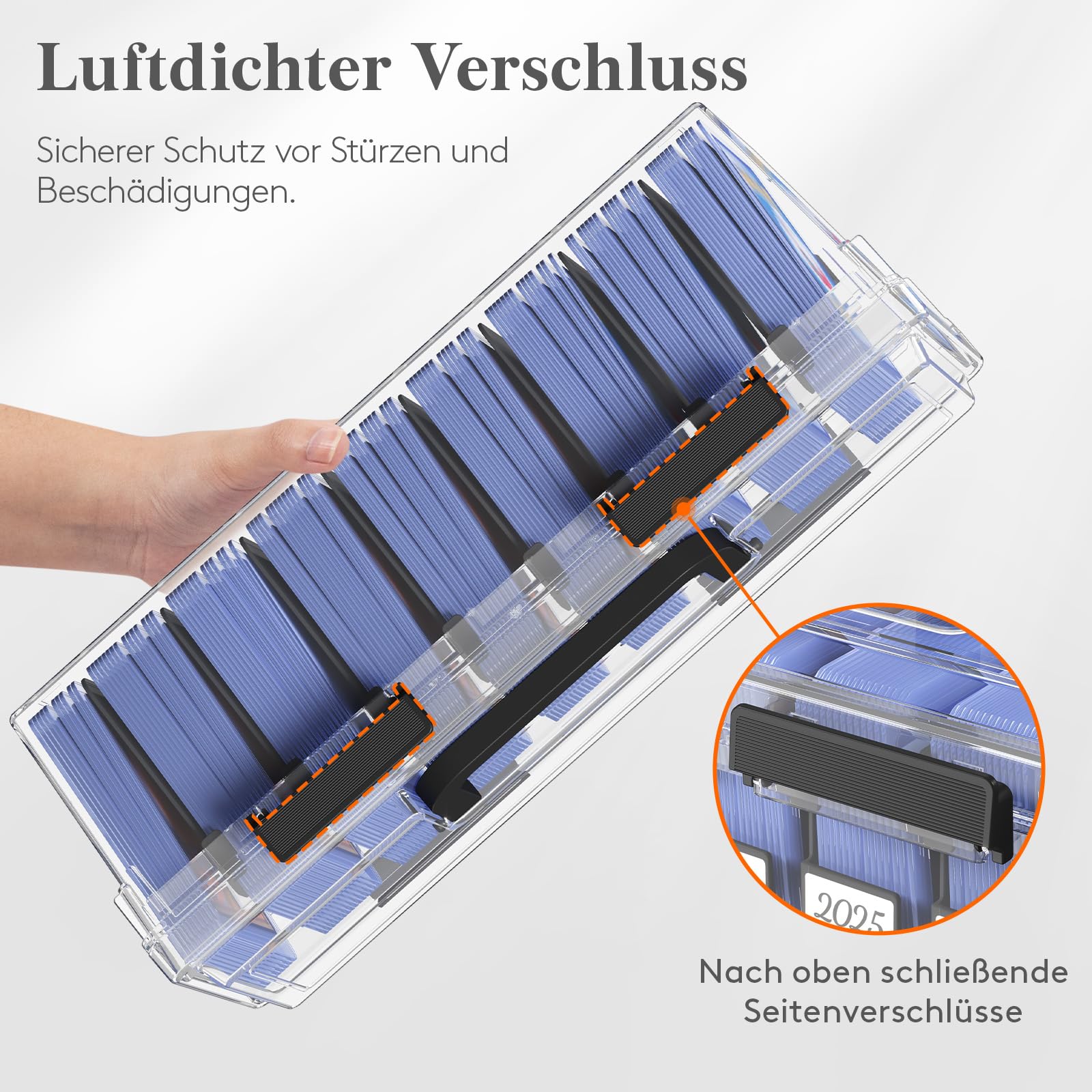Lifewit Sammelkarten Box für Toploader, Stapelbar Commander Deckbox mit 8 Kartentrenner und Etikette, Kunststoff Kartenbox für MTG TCG Yugioh Sport Karten bis zu 900 unsleeved/180 Toploader, 2 Stück