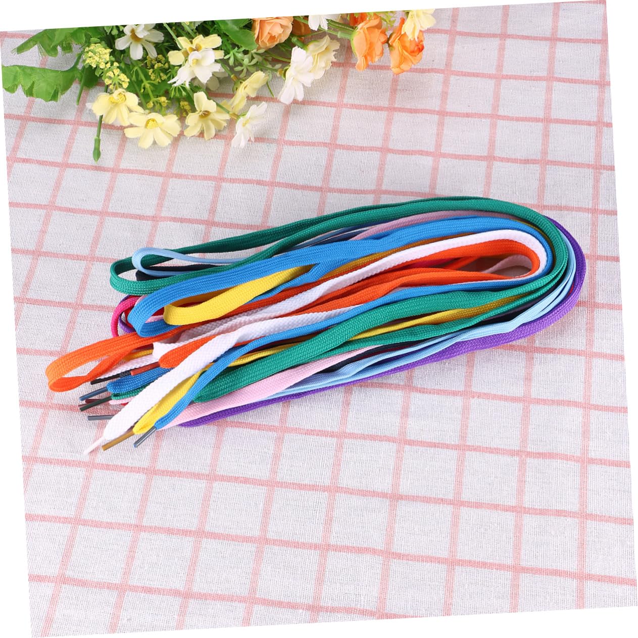 OUNONA Cordones de Zapatillas Planos Coloridos 12 Pares, Poliéster Nailon