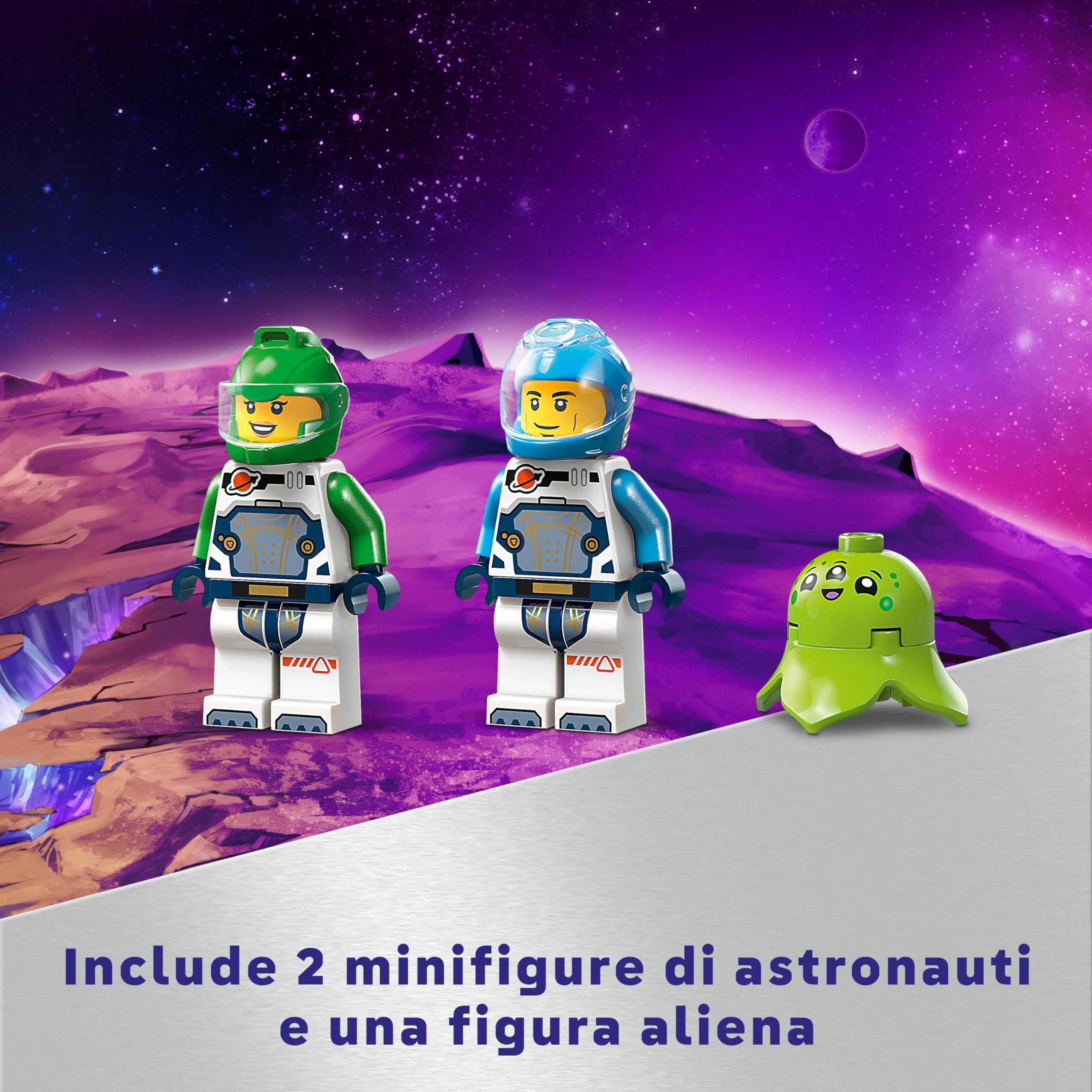 LEGO City Navetta Spaziale e Scoperta di Asteroidi, Gioco per Bambini e Bambine da 4 Anni con Astronave Giocattolo, Laboratorio da Costruire, Gru, 2 Minifigure di Astronauti e 1 Figura di Alieno 60429