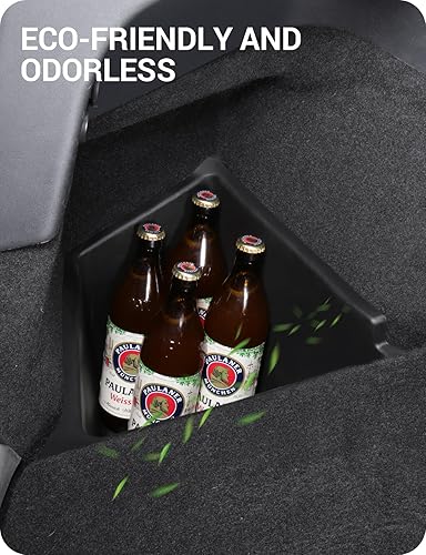 Miniatura 8 de Basenor Organizador de maletero Tesla modelo Y 2022-2023, impermeable, caja lateral con borde alfombrado, accesorios interiores, juego de 2 para el