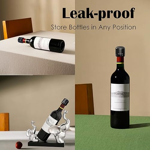 Miniatura 2 de Hosslearlear - Paquete de 4 tapones de vino con cerradura giratoria, sellador de corcho de vino reutilizable, accesorios de vino, regalo para los