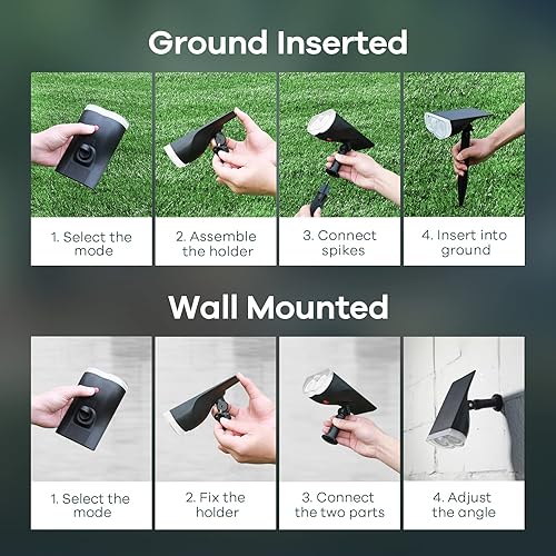 Miniatura 7 de Linkind Luces solares para exteriores, sensor de movimiento, luces solares para exteriores, 3 modos IP67 impermeables, sensor de movimiento LED del