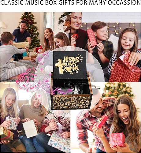 Miniatura 3 de Caja de música de madera, cajas de música Jesús Love Me, regalo para cristianos, amigos, idea de regalo para cumpleaños, graduación, Navidad, Año