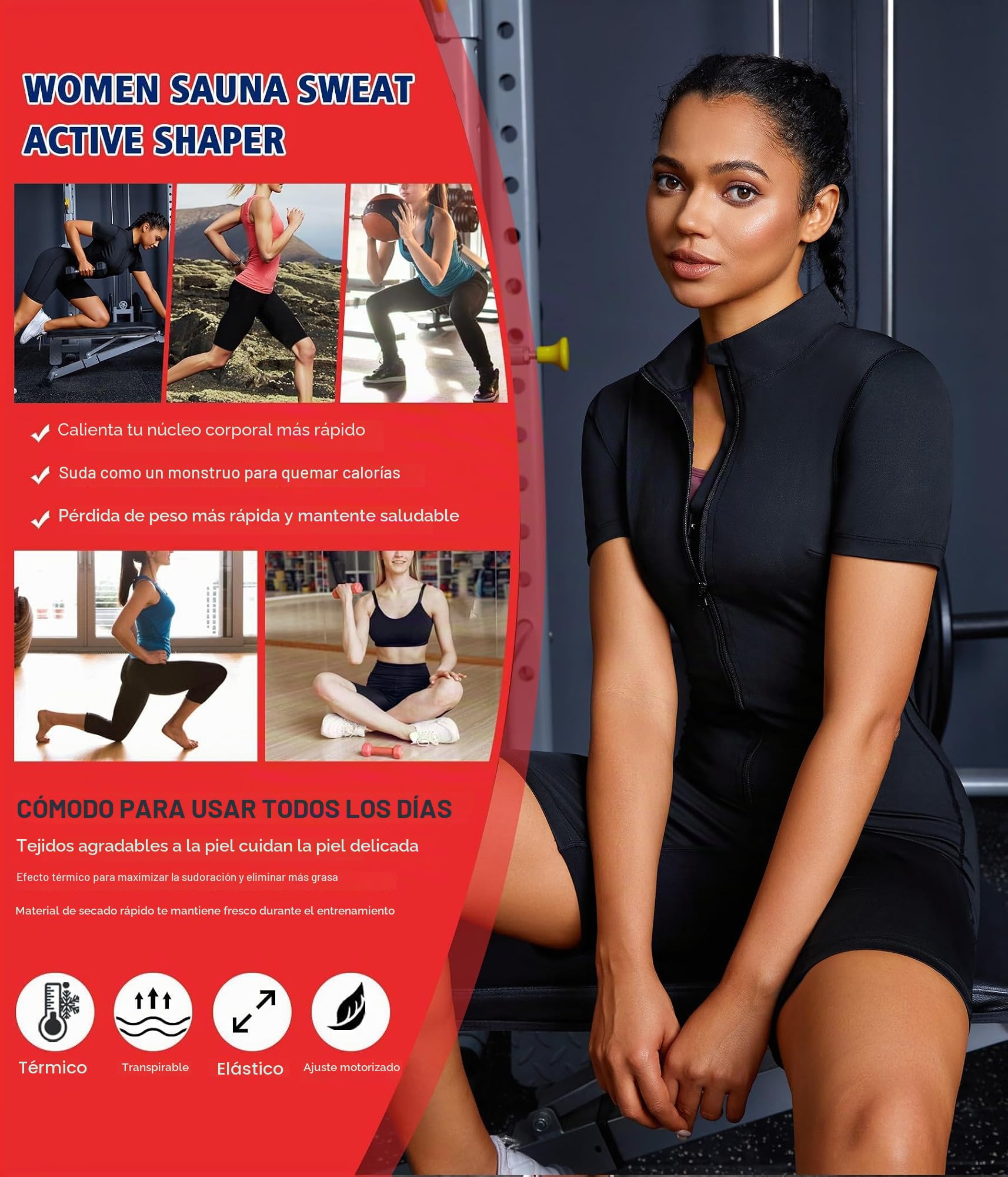 KUMAYES Trajes Sauna Compresion Adelgazantes Mono de Cuerpo Completo Entrenador Adelgazante Sudoración Deporte Shapewear