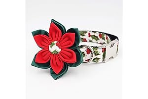 Exquisite Christmas Dog Collar with Delicate Flower Adornment for Charming Girl Dogs (Size Small)