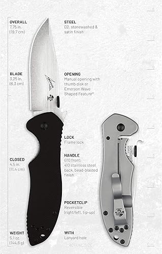Miniatura 3 de Cuchillos Kershaw Emerson CQC-K de bolsillo, con apertura manual y función en forma de ondas, varios estilos
