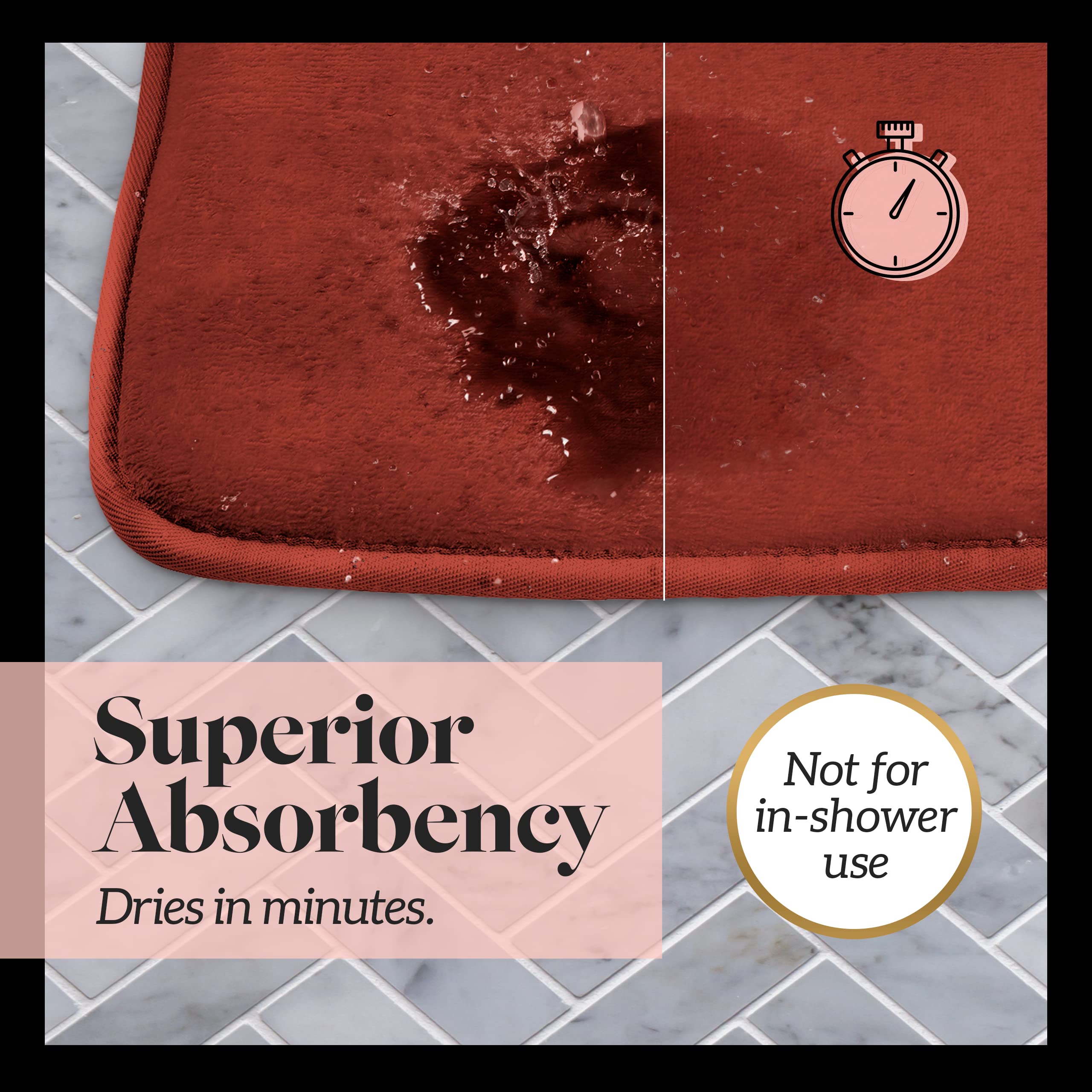 Alfombrilla de baño de espuma viscoelástica antideslizante y absorbente, superacogedora alfombra de baño (17 pulgadas x 24 pulgadas, esmalte de otoño)