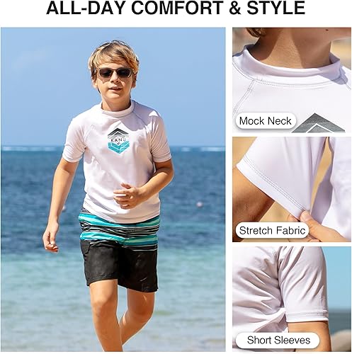 Vista 3 de Kanu Surf Boys Haywire UPF 50+ Sun Protective Rashguard Swim Shirt