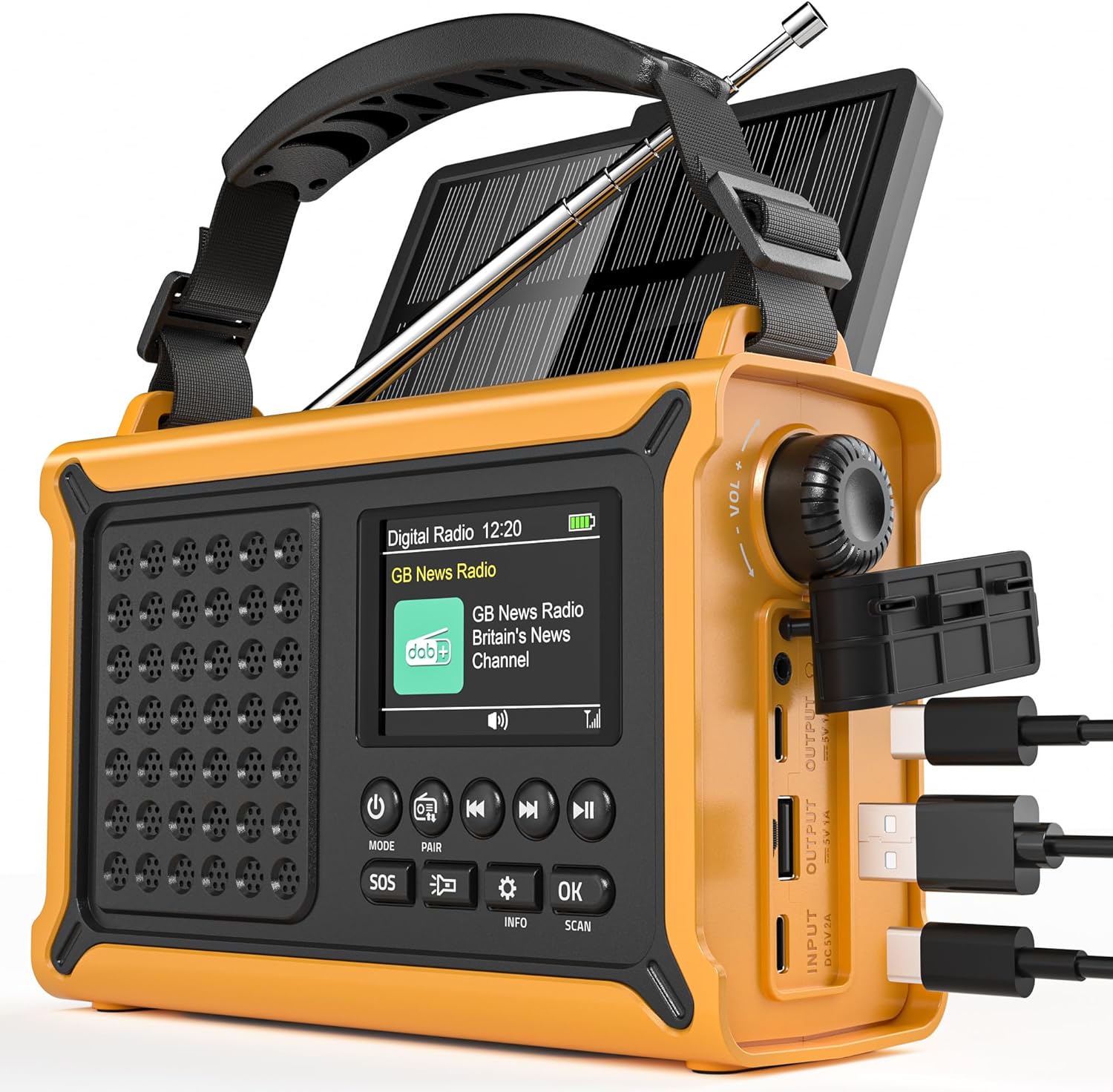 Roxicosly DAB+/DAB/FM Solar Wind Up Radio with 80 Presets,12000mAh Battery, 8500mm² Solar Panel, 650mA Hand Crank,120dB SOS, USB A & C Outputs, Torch& Reading Lamp, Bluethooth5.0 for Camping Home Roxicosly DAB+/DAB/FM Solar Wind Up Radio with 80 Presets,12000mAh Battery, 8500mm² Solar Panel, 650mA Hand Crank,120dB SOS, USB A & C Outputs, Torch& Reading Lamp, Bluethooth5.0 for Camping Home