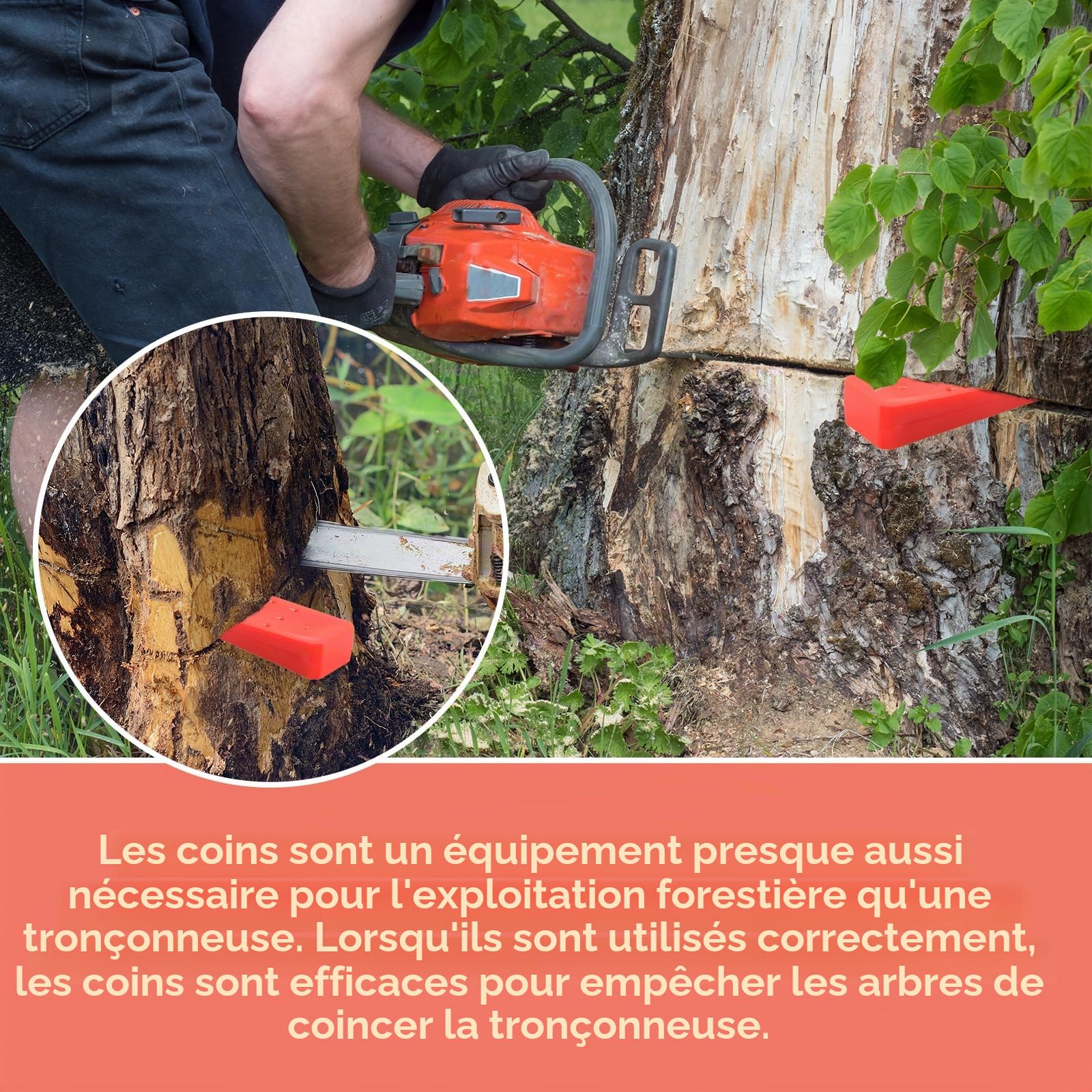 3 Pièces Cale Plastique, badaren Coin pour Fendre Le Bois, Cales en Plastique, avec Poche, Robuste Et Durable, Outil Accessoire pour Bûcheron