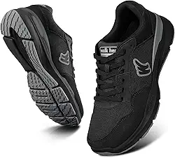 Tênis masculino de caminhada para fascite plantar, suporte de arco com sola de borracha antiderrapante, sapatos ortopédicos casuais confortáveis com bico largo