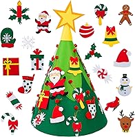 Vista 1 de JOYIN Árbol de Navidad de pared de fieltro 3D con adornos colgantes, decoraciones de Navidad, regalos para niños y niños pequeños