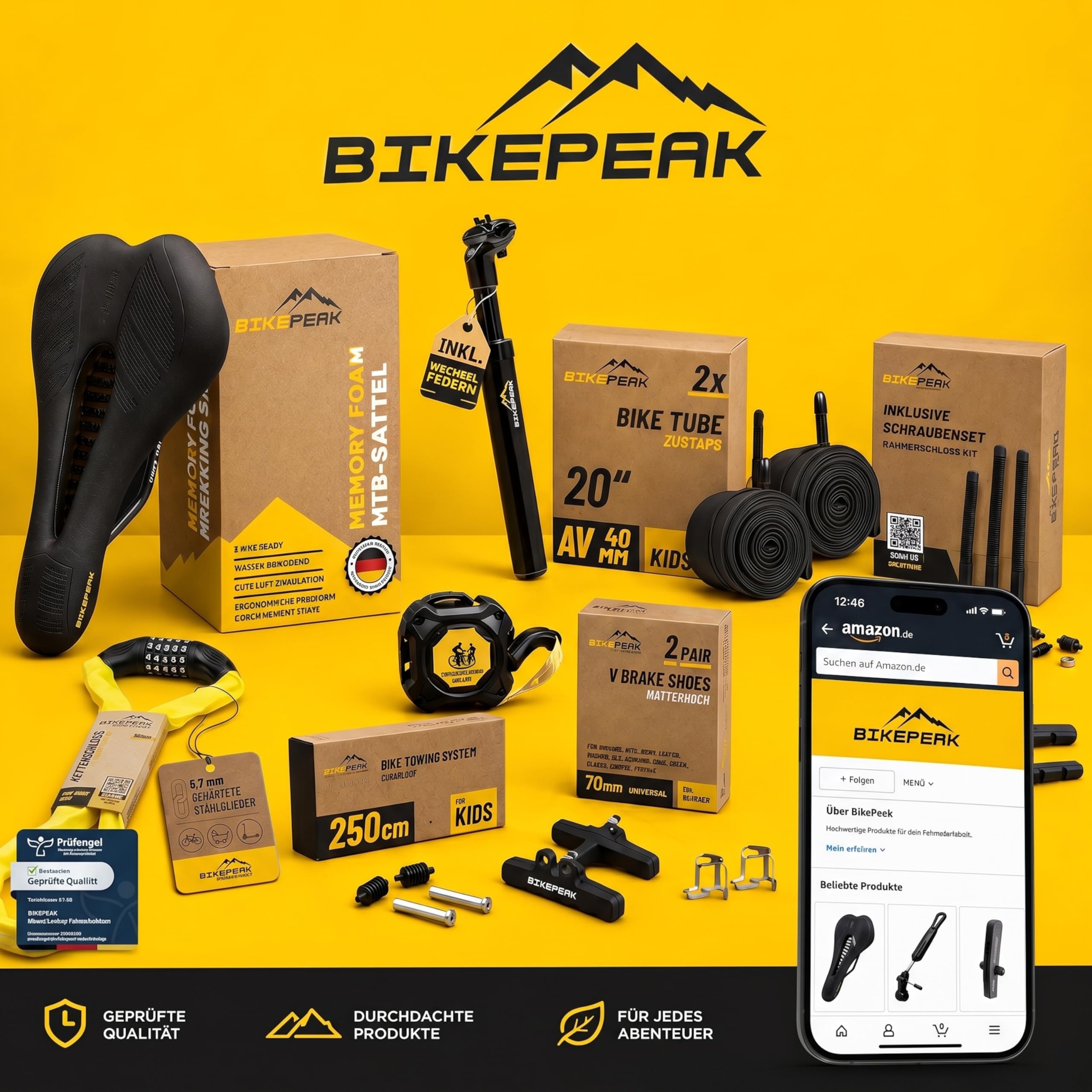 Fahrradsattel Damen & Herren - Bequem, Ergonomisch und Schmerzfrei - Atmungsaktiver Memory-Schaum Gel - Schwarz, Wasserabweisend - für City, Trekking oder MTB Fahrrad