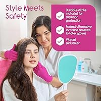 Vista 3 de Inspire Guantes desechables sin látex Guantes de nitrilo rosa para peluquería y uñas, guantes desechables de nitrilo esteticista