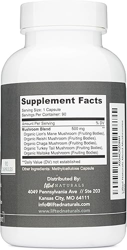 Miniatura 7 de Mood Hongos - Suplemento de hongos levantados - Melena de león, Reishi, Chaga, cola de pavo, Maitake - Energía, enfoque, alivio del estrés