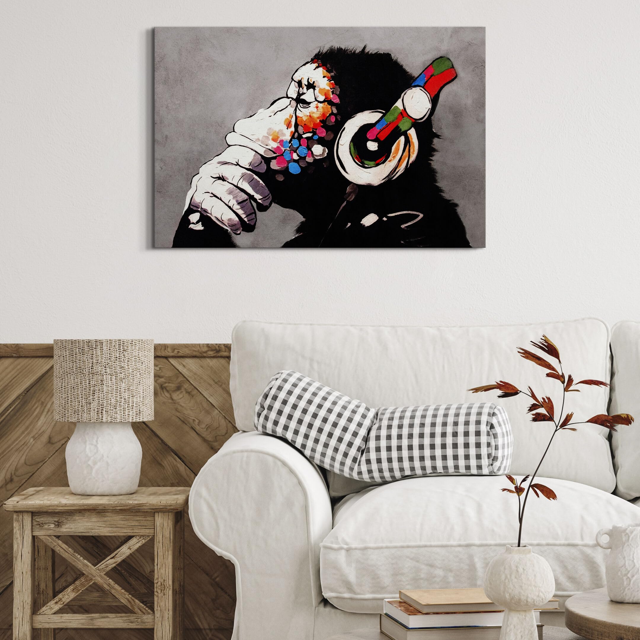LUMASOUL Quadri Moderni Soggiorno - Quadri Camera da Letto Motivo Natura - Poster da parete con cornice in legno e telaio - Stampe da Parete 120x80 cm Banksy