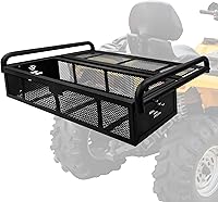 JY Performance Universal ATV Rear Cargo Basket Rack - Heavy-Duty Steel Storage for Camping, Fishing, Hiking, Off-Roading