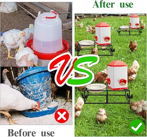 Miniatura 3 de Soporte de metal para comedero de pollo, soporte de hierro, soporte rectangular para cubos, barriles equipados con puerto de bebedero, para