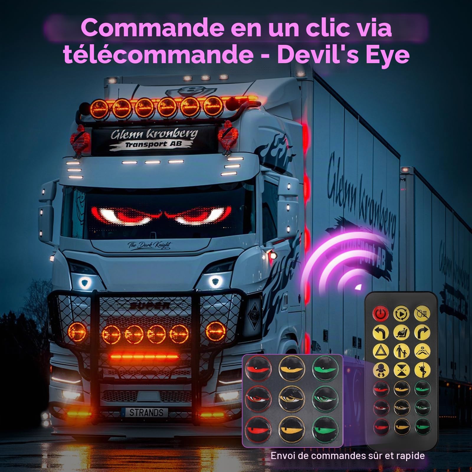 2er Devil Eyes Led Augen für lkw |12 * 59.5cm| Vollfarbig Programmierbar | APP Control | Flexible Anzeige Board LED Eyes for Trucks Car- DIY Vielseitig für Werbung, Graffiti, Text, Animation