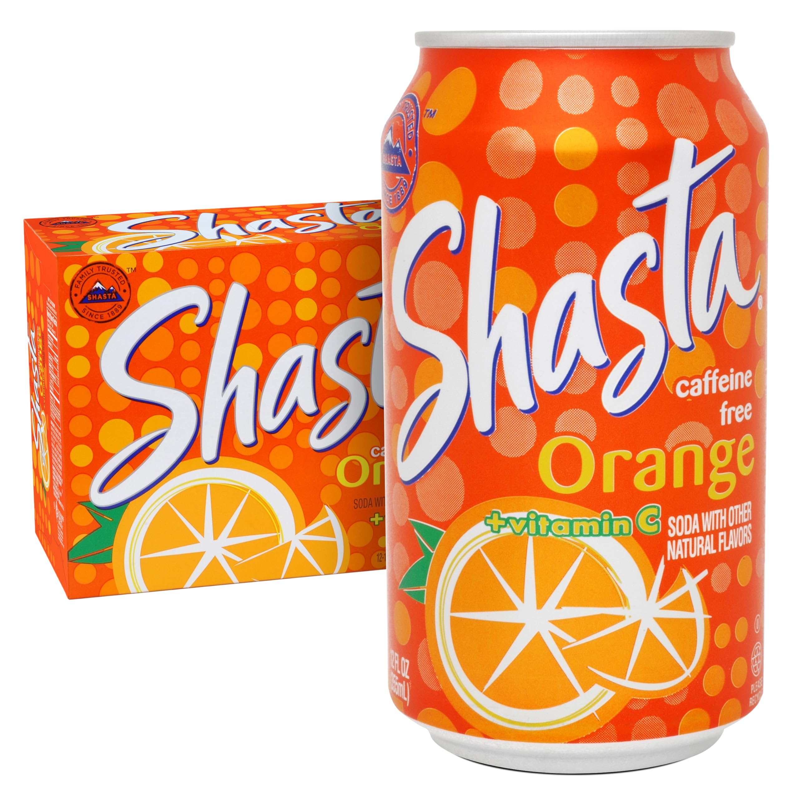 Shasta Orange | 12-Pack of 12oz Cans | Tangy & Sweet Orange Soda | Caffeine-Free | Family Favorite