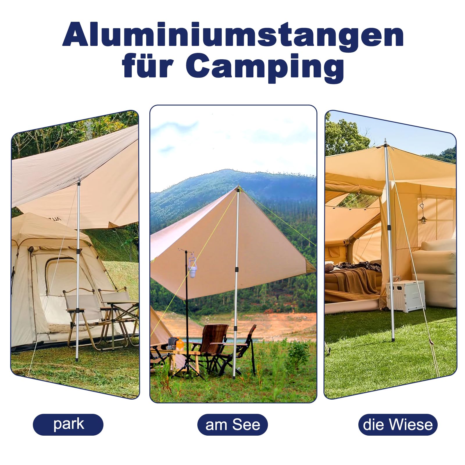Zeltstangen, Zeltstange(2er Set), Teleskopstange für Camping, Aluminium-Zeltstange 90-230CM, Leichte&Robuste Zeltstangen für Zelt, Tarp