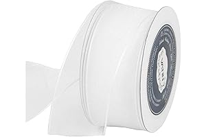 VATIN White Sheer Wired Organza Ribbon - 1-1/2 Inch
